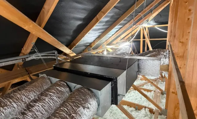 Pose d'un système gainable Hitachi à Querrieu, Arras, Les Ateliers Comble